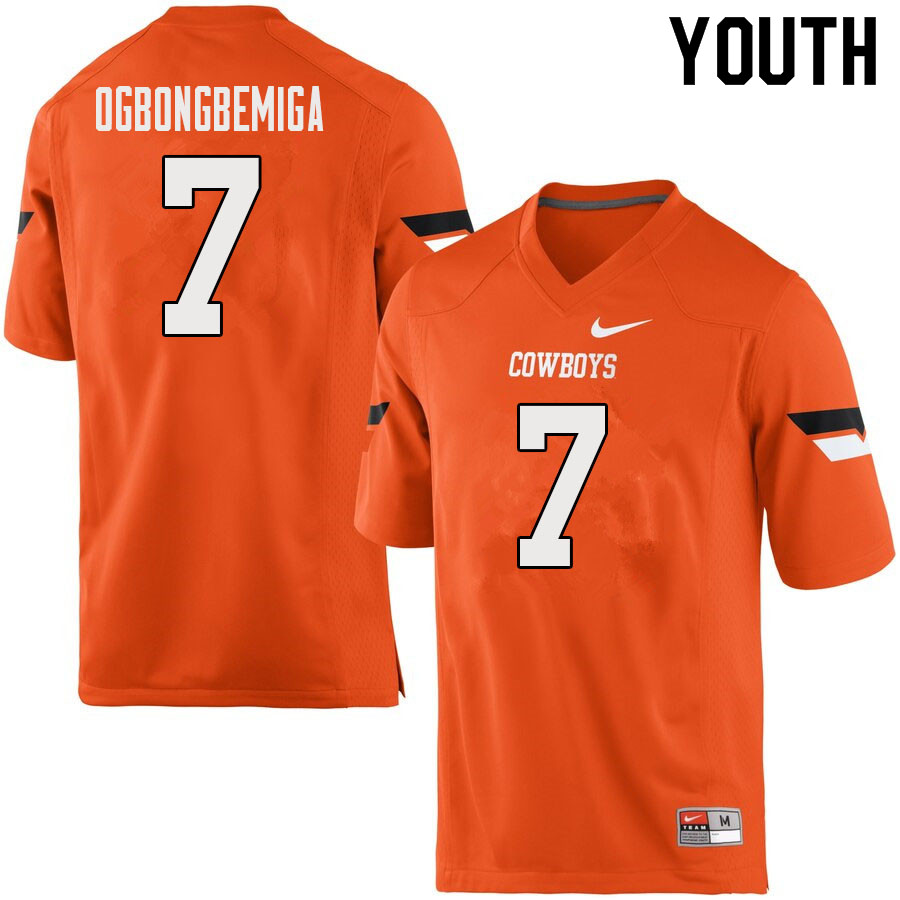 Youth #7 Amen Ogbongbemiga Oklahoma State Cowboys College Football Jerseys Sale-Orange - Click Image to Close